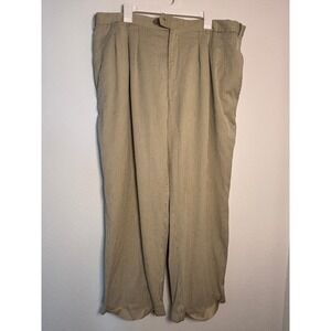 Lineage Milan New York Mens Tan Striped Pleated Cuffed Dress Pants 42x30